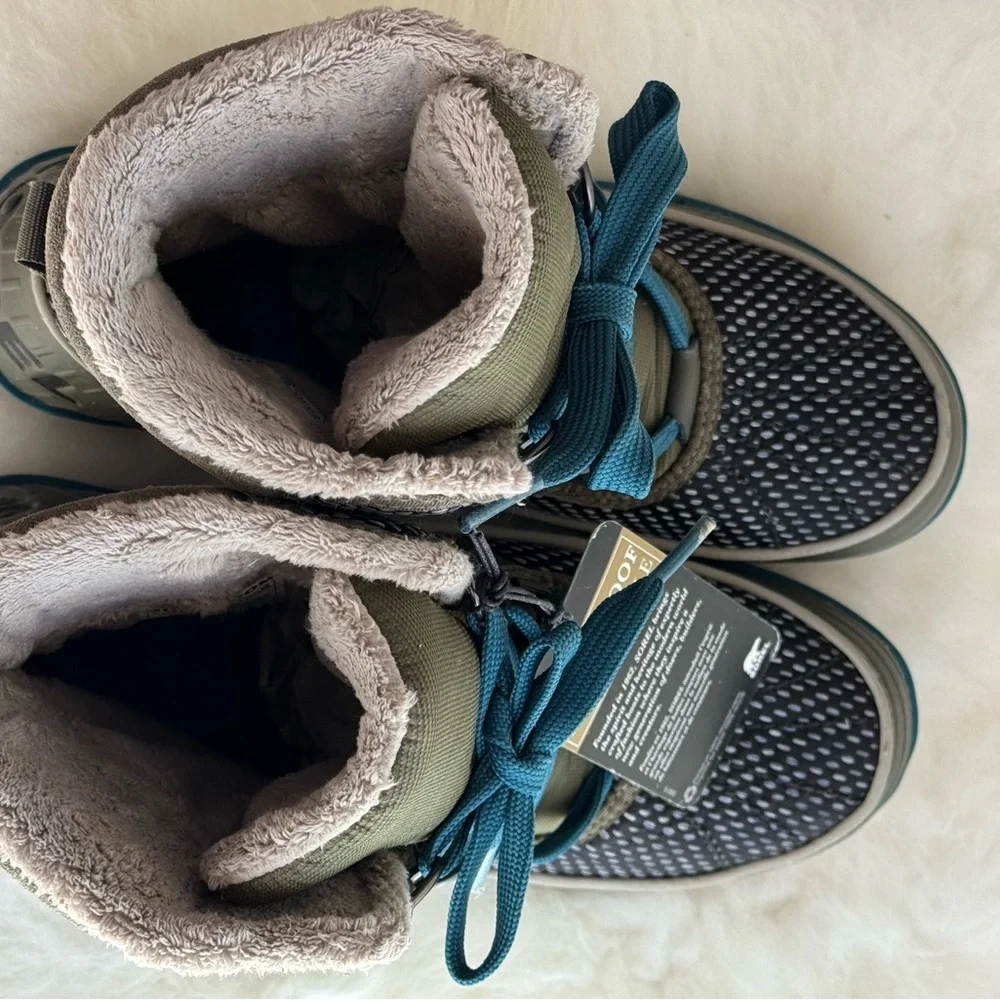 NEW Sorel Tivoli II Green Teal Waterproof Winter Lace Up Boots Women Size 7.5 - Picture 7 of 11